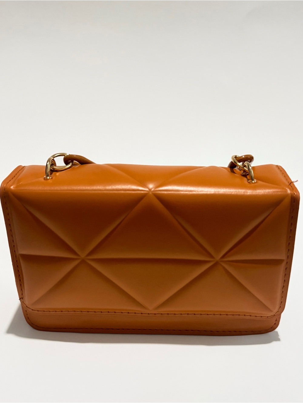 Quilted Tan Crossbody Bag with Detachable Chain and Strap